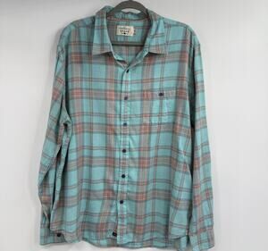 The Normal Brand Button Up Shirt Mens 2XL Blue Plaid Flannel Cotton Long Sleeve